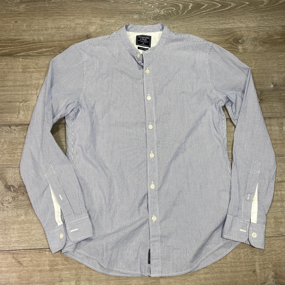 Abercrombie & Fitch Light Blue and White Pinstripe Button-Down Shirt